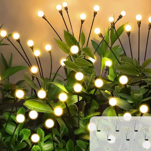 Solarlampen für Außen Garten, 6 Stück 8LED Glühwürmchen Solarleuchten Außen Neu Aufgerüstet Höhen Optional Modi Glühwürmchen Licht IP65 Wasserdicht Solarleuchten für Pathway Yard Patio Dekoratives von FIFlying