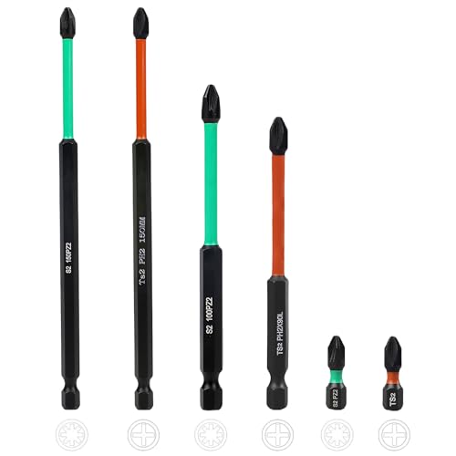6-teiliges PZ2/PH2 Hochmagnetisches Bohrer-Bit Set, 25L 90L 150L Lange Schraubenzieher-Bits, Langlebige S2 Stahl Magnetische Schlagbohrer-Bits für Elektrowerkzeuge, 1/4" Sechskantschaft Design 6-teiliges PZ2/PH2 Hochmagnetisches Bohrer-Bit Set, 25L 90L 150L Lange Schraubenzieher-Bits, Langlebige S2 Stahl Magnetische Schlagbohrer-Bits für Elektrowerkzeuge, 1/4" Sechskantschaft Design von FIGCY