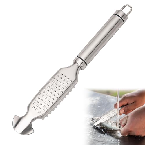 Fischschuppen Entferner aus Edelstahl Fischentschupper und Entschupper für Fisch mit integriertem Ingwer-Reibe, rutschfestes Design, hygienisch und langlebig Fischschuppen Entferner aus Edelstahl Fischentschupper und Entschupper für Fisch mit integriertem Ingwer-Reibe, rutschfestes Design, hygienisch und langlebig von FIGCY
