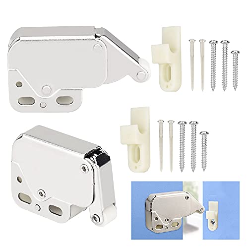 FIGFYOU Federschnäpper 2 Stück Mini Türschloss Latch ABS Druckverschluss Schrank Federschnäpper mit Automatischem Federverschluss zum Öffnen von Fenstern, Schuppen, Tor, Schranktüren von FIGFYOU