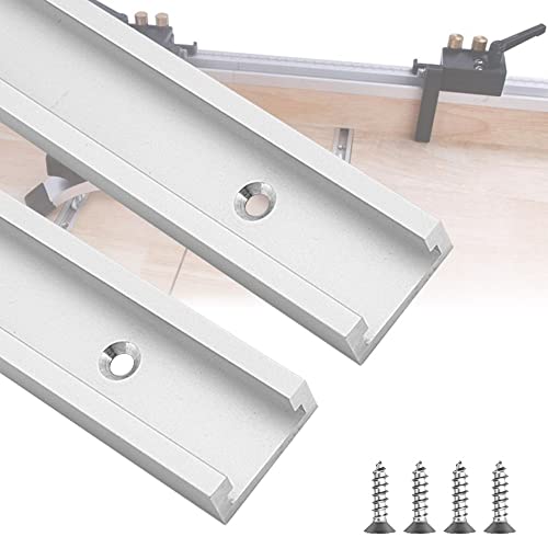 FIGFYOU 2 Stück T Track 400mm Aluminiumlegierung T Nut Schiene T-Schienenrampe T-Slot T-Nut Gehrungsschiene T-Nutenschiene T-Spur mit selbstschneidenden Schrauben für Tischsäge Router Holzbearbeitung von FIGFYOU