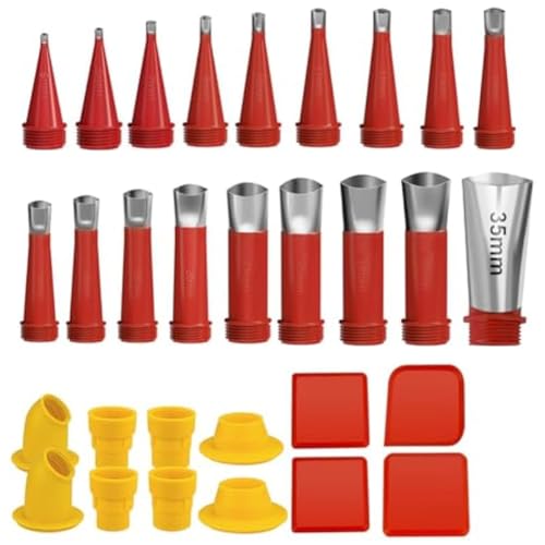 FIGGRITID Caulk Finisher Kit Caulking Nozzle Tips Accessories Stainless Steel with Connection Bases Replacement 30Pcs von FIGGRITID
