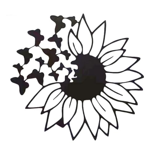 FIGGRITID Metallblumen-Wandkunst, 3D-Schmetterling, Sonnenblume, Wanddekoration, Garten-Metallwand von FIGGRITID