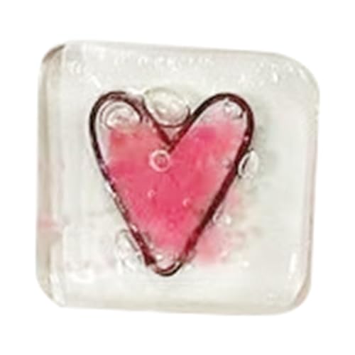 FIGGRITID Taschenanhänger aus Glas in Herzform, Andenken, Geschenk, Herz-Andenken, Taschenkarten, geschmolzenes Glasherz, Taschenmarke, Rosa, langlebig, einfach zu verwenden von FIGGRITID