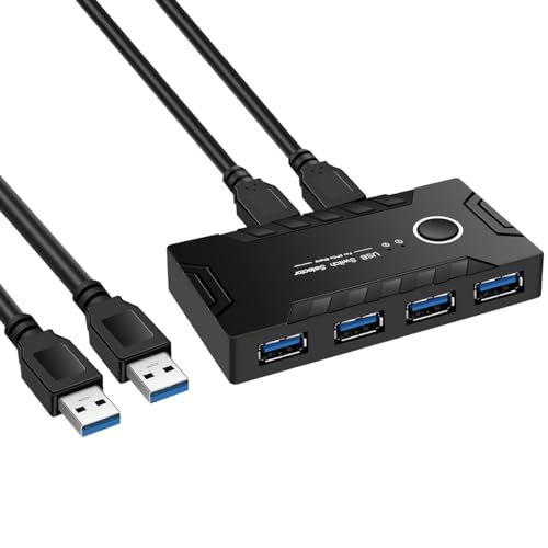 USB 3.0 KVM Switcher 2 in 4 Out USB 3.0 Switch USB Hub Adapter Kunststoff für Tastatur Maus Drucker Monitor von FIGGRITID