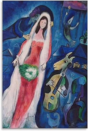 FIGMAN Berühmtes Marc Chagall Poster《Die Braut》Wandkunst Marc Chagall druckt Marc Chagall Leinwandgemälde für zu Hause Wanddekorationsbild 50x70cmx1 Kein Rahmen von FIGMAN