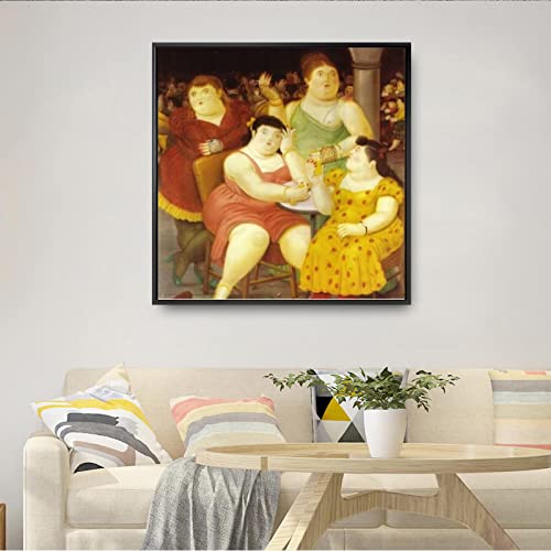 FIGMAN Fernando Botero Poster《Vier Frauen》Wandkunst Fernando Botero druckt Fernando Botero Leinwandgemälde für Heimwanddekoration Bild 50x50cm ohne Rahmen von FIGMAN