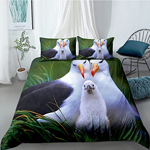 FIGONE 3D Bettbezug Set Bettwäsche Set Bettbezug Sleepling Komfort Allergiker Deckenbezug Bettwäsche Garnitur Mit Kopfkissenbezug Bettbezug Bettwäscheset Mikrofaser - Möwe Tier Vogel 155X220 cm von FIGONE