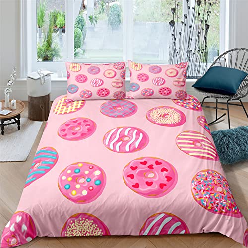 FIGONE Bunte Donuts 3D Bettbezug Bettwäsche Set 135X200 cm Gesamt 4 Größen, Bettwäsche-Set Mit Reißverschluss, Bettbezug + 2 X Kissenbezügen 80X80Cm, Mikrofaser - Komfortabel Anti-Allergisch von FIGONE