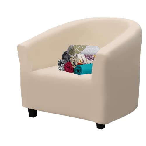 FIGOOO Sesselbezug Clubsessel Stretch Schonbezug für Cocktailsessel 1 Stück Sesselschoner Abnehmbarer Waschbarer Sesselhussen Sesselüberwurf für Einzelsofa,Beige von FIGOOO