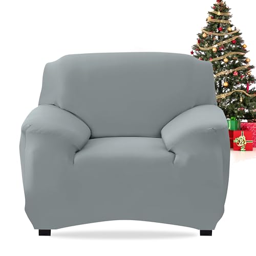 FIGOOO Sofabezug 1 Sitzer Stretch Sofabezüge mit Armlehnen Spandex Couchbezug Modern Anti-Rutsch Waschbar Sofa Protection Cover Schonbezug Couch(1-Sitzer,Hellgrau) von FIGOOO