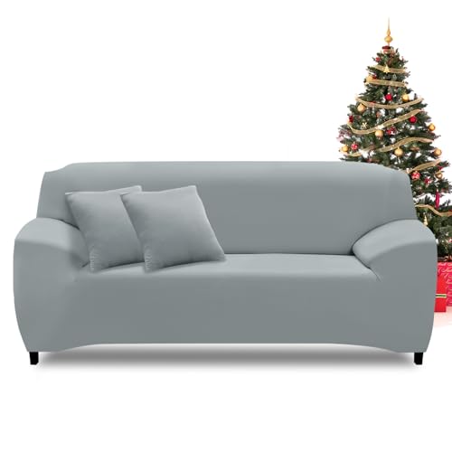 FIGOOO Sofabezug 2 Sitzer Stretch Sofabezüge mit Armlehnen Spandex Couchbezug Modern Anti-Rutsch Waschbar Sofa Protection Cover Schonbezug Couch(2-Sitzer,Hellgrau) von FIGOOO