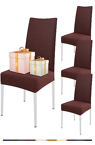 FIGOOO Stuhlhussen 4er Set Stretch Stuhlhussen für Esszimmerstühle Elastisch Moderne Universal Stuhlbezug für Restaurant Hotel Bankett Party Deko(Dunkelbraun,4er Set) von FIGOOO