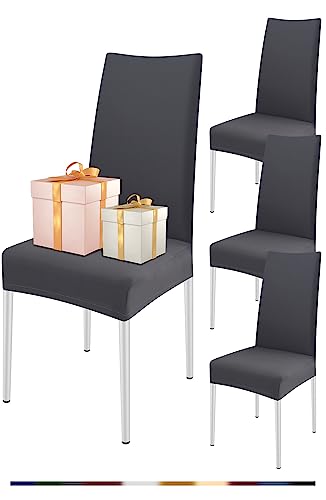 FIGOOO Stuhlhussen 4er Set Stretch Stuhlhussen für Esszimmerstühle Elastisch Moderne Universal Stuhlbezug für Restaurant Hotel Bankett Party Deko(Grau,4er Set) von FIGOOO