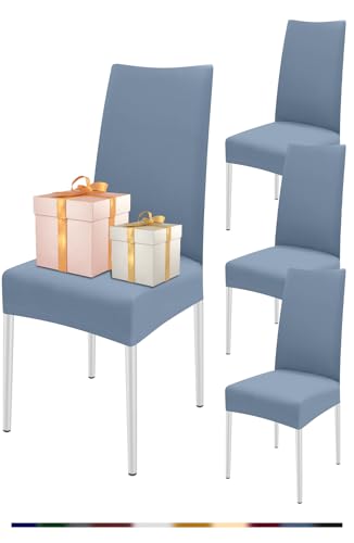 FIGOOO Stuhlhussen 4er Set Stretch Stuhlhussen für Esszimmerstühle Elastisch Moderne Universal Stuhlbezug für Restaurant Hotel Bankett Party Deko(Graublau,4er Set) von FIGOOO