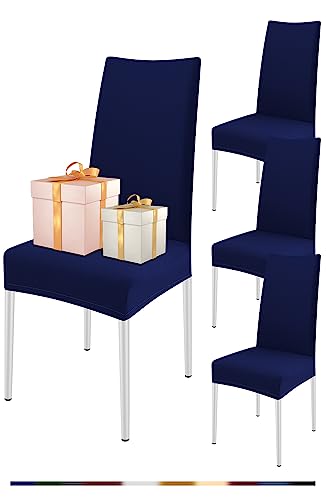 FIGOOO Stuhlhussen 4er Set Stretch Stuhlhussen für Esszimmerstühle Elastisch Moderne Universal Stuhlbezug für Restaurant Hotel Bankett Party Deko(Marineblau,4er Set) von FIGOOO
