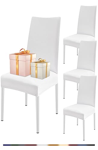 FIGOOO Stuhlhussen 4er Set Stretch Stuhlhussen für Esszimmerstühle Elastisch Moderne Universal Stuhlbezug für Restaurant Hotel Bankett Party Deko(Weiß,4er Set) von FIGOOO