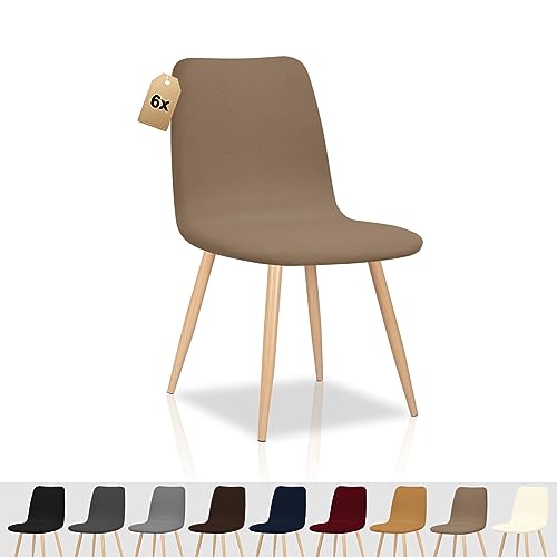 FIGOOO Stuhlhussen 6er Set Strech Stuhlhussen Skandinavisch Universal Abnehmbar Waschbar Schonbezüge Stuhlbezug für Küchenstühle Hotel Bankett(Erdiges Braunt,6pcs) von FIGOOO
