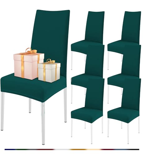 FIGOOO Stuhlhussen 6er Set Stretch Stuhlhussen für Esszimmerstühle Elastisch Moderne Universal Stuhlbezug für Restaurant Hotel Bankett Party Deko(Grüner,6er Set) von FIGOOO