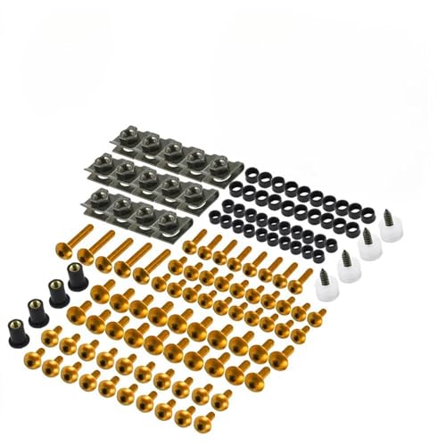 Karosserieschrauben 177-teiliges Karosserieschrauben-Muttern-Set Für SUZUKI VSTROM 650 Dl GSR 600 S750 Bandit GSXR 750 SV650 LTZ 400 Verkleidungsschutz-Schraubensatz(Yellow) von FIGULI