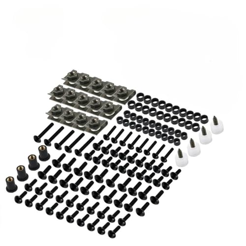 Karosserieschrauben 177-teiliges Karosserieschrauben-Muttern-Verkleidungsschutz-Schrauben-Set Für Yamaha R6 FZ6 R1 R3 R7 MT 09 07 03 125 FZ1 XJ6 Xmax 300 FZ8 Nmax Motorradteile(Nero) von FIGULI