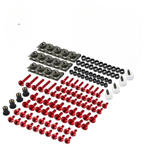 Karosserieschrauben 177-teiliges Karosserieschrauben-Muttern-Verkleidungsschutz-Schrauben-Set Für Yamaha R6 FZ6 R1 R3 R7 MT 09 07 03 125 FZ1 XJ6 Xmax 300 FZ8 Nmax Motorradteile(Rosso) von FIGULI