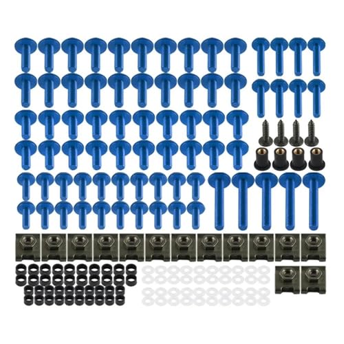 Karosserieschrauben 177-teiliges Verkleidungsschutzschrauben-Set Für Yamaha R6 FZ6 R1 R3 R7 MT 09 07 03 125 FZ1 XJ6 Xmax 300 FZ8 Nmax Karosserieschrauben Mutter(Blu) von FIGULI