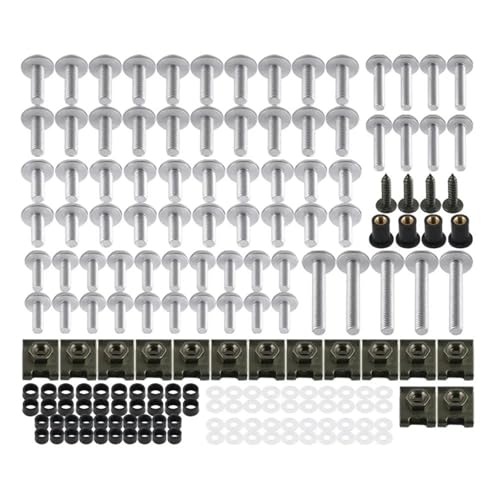 Karosserieschrauben 177-teiliges Verkleidungsschutzschrauben-Set Für Yamaha R6 FZ6 R1 R3 R7 MT 09 07 03 125 FZ1 XJ6 Xmax 300 FZ8 Nmax Karosserieschrauben Mutter(Silver) von FIGULI