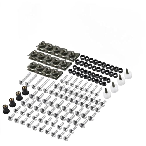 Karosserieschrauben 177PCS Motorrad Schrauben Mutter Für Für VERSYS 650 Für NINJA 400 300 ZX6R Für VULCAN S ZX10R Z900 Verkleidung Protector Kit(Silver) von FIGULI