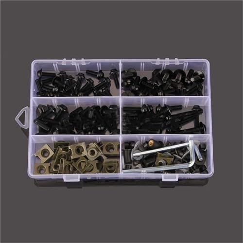 Karosserieschrauben 186-teiliges Motorradzubehör-Set Aus Aluminium-Verkleidungsschrauben Für YAMAHA YZF 600 1000 R1 R6 R3 R15 R25 T-MAX 530 TMAX 500 Motorradteile(Nero) von FIGULI