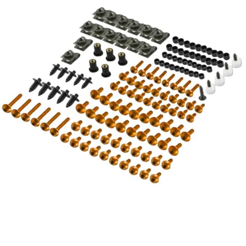 Karosserieschrauben 190-teiliges CNC-Motorrad-Vollverkleidungsschrauben-Set, Schrauben Und Muttern Für XLV 600 650 700 TRANSALP NX 650 FMX 650 XRV650 TRX 300EX Motorradteile(Yellow) von FIGULI