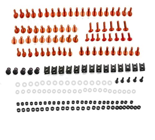 Karosserieschrauben 199PCS Für VTX1300 VTX 1300 RETRO VTX1300C VTR1000FV VTR1000FW VTR1000FX Motorrad Verkleidung Schrauben Kits Karosserie Schrauben Mutter Kit(Orange) von FIGULI