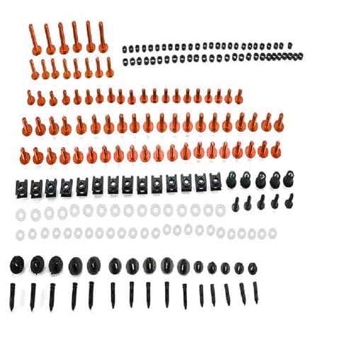 Karosserieschrauben 199PCS M6 M5 Motorrad Verkleidung Schrauben Kits Für Yamaha Für Fazer 16 150 160 250 600 700 800 1986-2024 2023 2022 2021 2020 2019 Karosserie Schrauben Muttern(Orange) von FIGULI