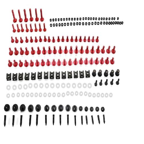 Karosserieschrauben 199PCS M6 M5 Motorrad Verkleidung Schrauben Kits Für Yamaha Für Fazer 16 150 160 250 600 700 800 1986-2024 2023 2022 2021 2020 2019 Karosserie Schrauben Muttern(Rosso) von FIGULI