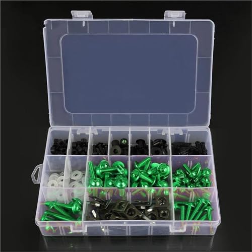 Karosserieschrauben 199PCS Motorrad Verkleidung Schrauben Kit Für 950 Für ADVENTURE/S 950SM 950SMR SM LC8 Für SUPERMOTO R 2002-2008 2009 CNC Aluminium Mutter(Green) von FIGULI