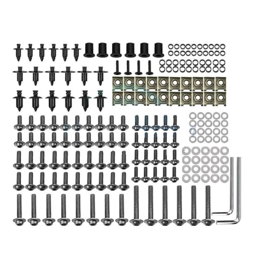 Karosserieschrauben 216 STÜCKE Edelstahl Motorrad Windschutzscheibe Karosserie Verkleidung Schrauben Für Für Yamaha Für Kit Mutter Clips(Silver) von FIGULI