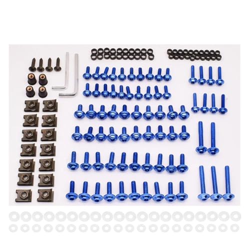 Karosserieschrauben Befestigungselemente Motorrad Modifizierte Teile Für Z900 Z 1000 SX Z1000 SX Für GTR 1400 ZX 6R 10R Set Schrauben Motorrad Verkleidung Bolzen Kit(Blu) von FIGULI