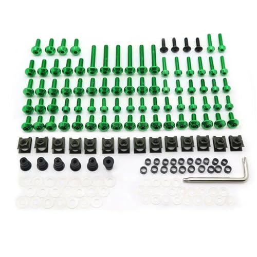Karosserieschrauben CNC-Verkleidungsschrauben Karosserieschrauben Universal-Motorradkarosserie Verkleidungsschrauben Aftermarket-Motorradschrauben Muttern Zubehör(Green) von FIGULI