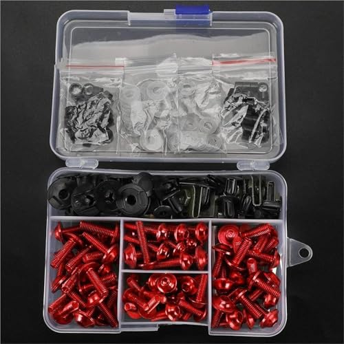 Karosserieschrauben Für BUELL Für Ulysses 1125CR 1125R XB12 XB12X XB12XT XB12R XB9 Alle Baujahre Schrauben Clips Mutternabdeckungen Schrauben Motorrad Kompletter Verkleidungsschraubensatz(Rosso) von FIGULI