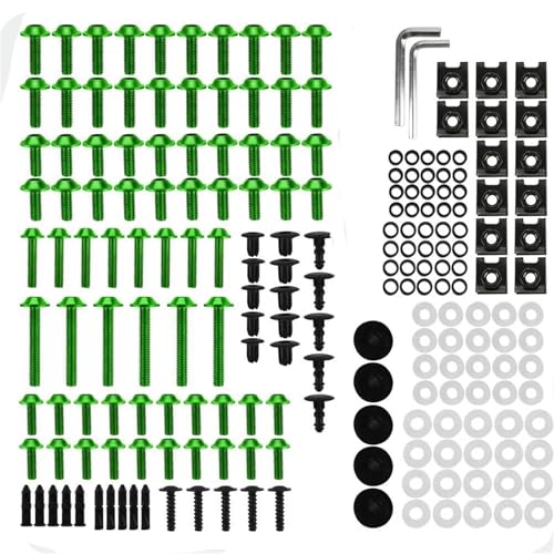 Karosserieschrauben Für CBR1000RRR CBR1100XX CBR125 CBR125R CBR150R Motorrad Verkleidung Windschutzscheibe Schrauben Kit Mutter Clips Körper Muttern Zubehör(Green) von FIGULI