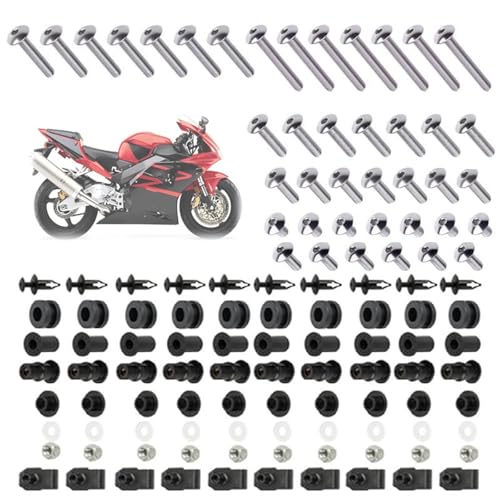 Karosserieschrauben Für CBR900RR Fireblade 954 2002-2003 Windschutzscheibenbefestigungen Schraubensatz Motorradverkleidungsbolzensatz Motorradmodifizierte Teile(Silver) von FIGULI