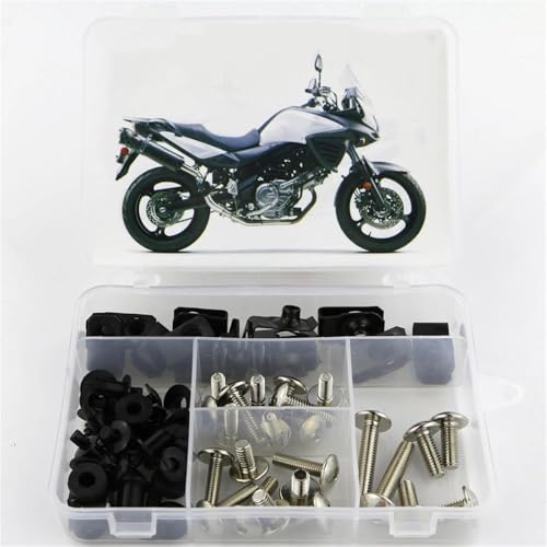 Karosserieschrauben Für Suzuki V Strom 650 2012 2013 2014 2015 2016 Motorradteile Komplettes Verkleidungsschrauben-Schraubenbefestigungsset(Silver) von FIGULI