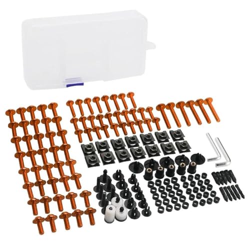 Karosserieschrauben Für YAMAHA FZ6 FZ07 FZ8 FZ09 FZR750R FZR600R FZR400RR Schrauben Windschutzscheibe Motorrad Verkleidung Bolzen Kit Modifizierte Teile(Orange) von FIGULI