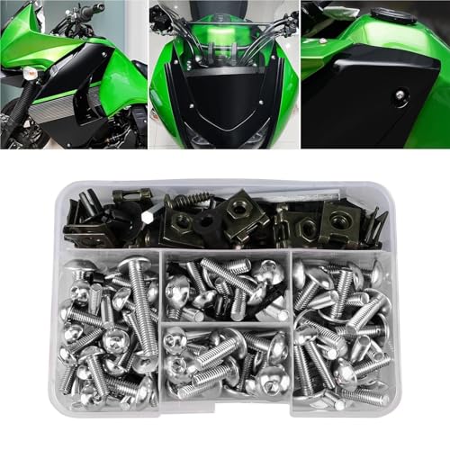 Karosserieschrauben Für YAMAHA YZF R1 R15 R25 R3 R6 R125 190 PCS Komplette Verkleidung Schrauben Kit Motorrad Verschluss Clips Schraube(Silver) von FIGULI