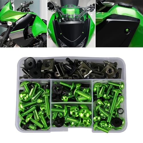 Karosserieschrauben Für ZX6R ZX7R ZX9R 177 Stücke Schrauben Körper Muttern Zubehör Motorrad Verkleidung Kit Verschluss Clips Schraube(Green) von FIGULI