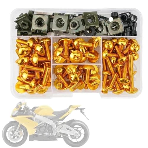 Karosserieschrauben Kompletter Verkleidungsschrauben-Muttern-Schraubensatz Verkleidungsschrauben Für Yamaha TDM 850 900/A TMAX 500/530 SX/DX SRV250 SRX 400 600 TDR250 Motorradschraubensatz(Yellow) von FIGULI