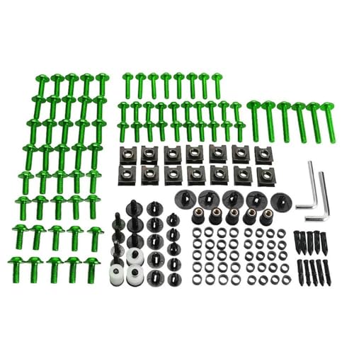 Karosserieschrauben Kompletter Verkleidungsschraubensatz Für Motorräder Für Z1000SX Z1000 Z900RS Z900 Z800 Z1000R Schrauben Muttern Clips Zubehör(Green) von FIGULI