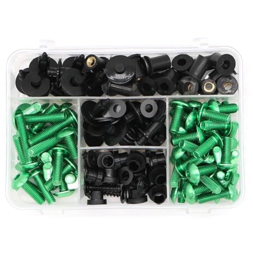 Karosserieschrauben Kompletter Verkleidungsschraubensatz Für Motorräder Für ZX7R ZX9R ZX10R ZX14R ZX6R ZX12R ZZR1400 GTR1400 Komplette Verkleidungsclips Muttern(Green) von FIGULI