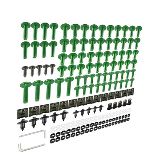 Karosserieschrauben Komplettes Verkleidungsschrauben-Set Für Suzuki GSXR GSX-R 125/600Z/750/750Z GSX-R125 GSX-R600Z GSX-R750 Motorrad-Vollverkleidungsset Muttern Schrauben(Green) von FIGULI