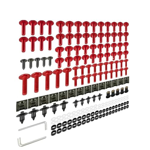 Karosserieschrauben Komplettes Verkleidungsschrauben-Set Für Suzuki GSXR GSX-R 125/600Z/750/750Z GSX-R125 GSX-R600Z GSX-R750 Motorrad-Vollverkleidungsset Muttern Schrauben(Rosso) von FIGULI